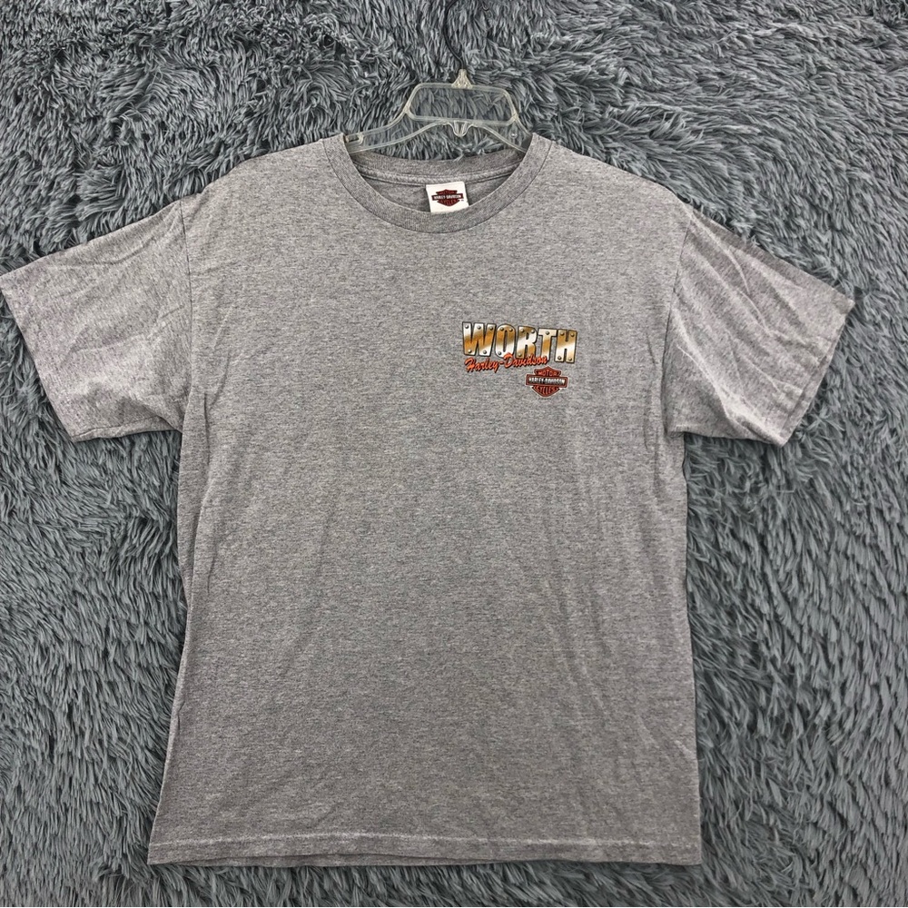 Harley Davidson Tshirt Mens Large Gray Spellout Logo Wings Shirt